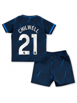 Billige Chelsea Ben Chilwell #21 Bortedraktsett Barn 2023-24 Kortermet (+ Korte bukser)